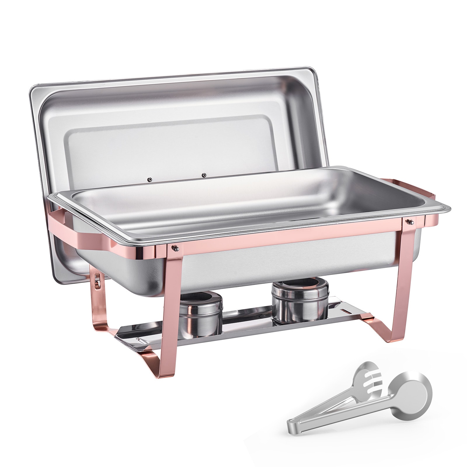 8 Qt 2 Pack Rectangle Chafing Dish Buffet Set Full Size Pan Stainless Steel_voghion.com